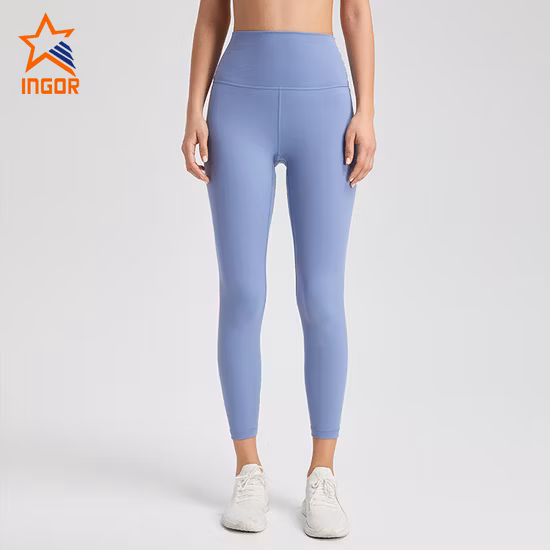 Damen-Yoga-Outfits, 2-teilige Demin-Jeans-Leggings mit Sportweste, hochgeschlossenes Oberteil, Fitnessstudio-Kleidungssets