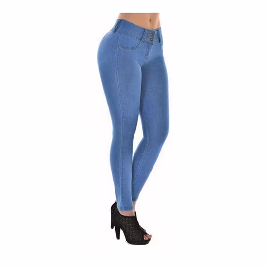 Skinny Soft Jeans für Damen, hohe Taille, Denim-Leggings, elastischer Bund mit Gürtelschlaufe, Stretch-Leggings Esg14352